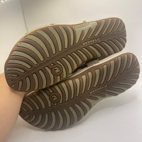 Merrell violatta aluminum Tan Strappy Sandals Size 7 Braided Detail & Adjustable - Picture 5 of 8